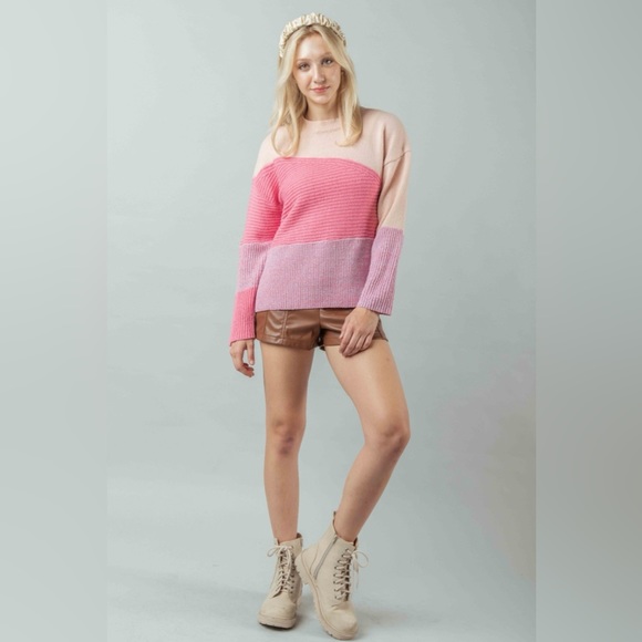 Very J Color Block Long Sleeve Sweater - Picture 5 of 5